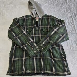 Levi's Workwear 53 Quilted Lined Green Plaid Hoodie / Jacket   Men's M  Full Zip